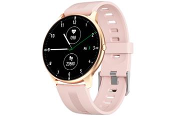 Chytré hodinky v češtině, PW-103, Bluetooth 5.0, elegantní smart watch s krokoměrem, oxymetrem, měřením tepu, tlaku, zlaté s růžovým páskem