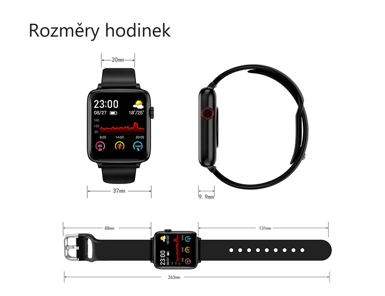 Chytré hodinky PW-101 stříbrné se šedým páskem