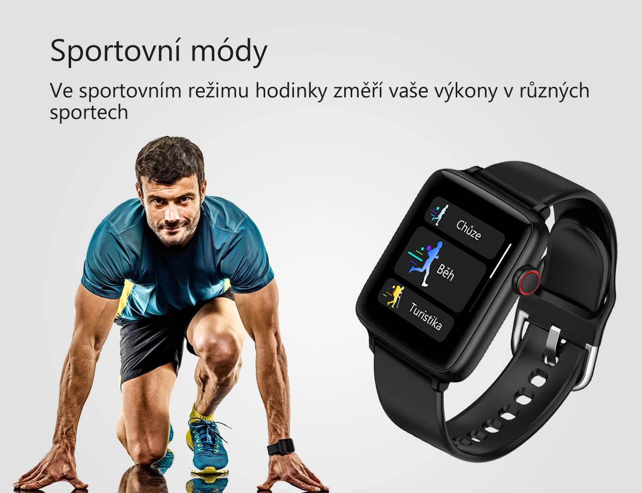 Chytré hodinky PW-101 stříbrné se šedým páskem