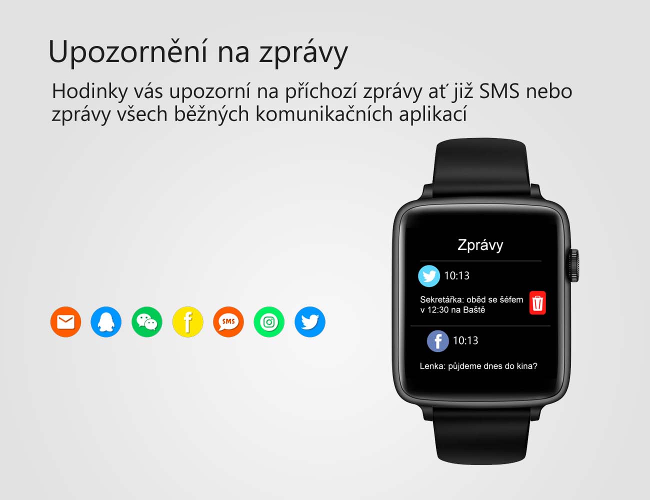 Chytré hodinky PW-101 stříbrné se šedým páskem